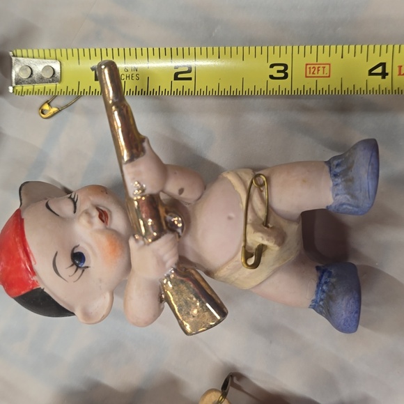 Vintage Porcelain Diaper Baby Figurines Set Golf Rifle Football Boxing Japan SET - Picture 2 of 12